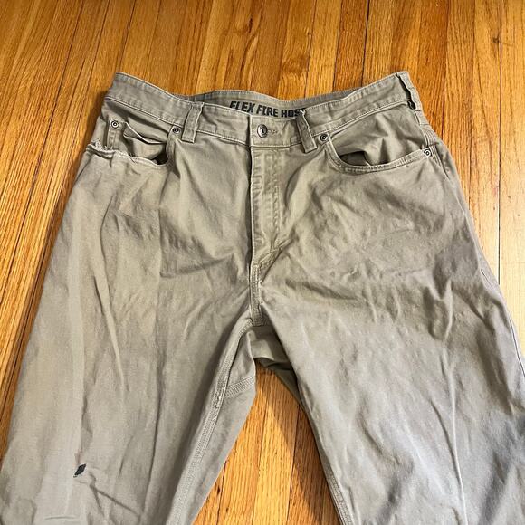 Duluth Trading Pants Mens 36 X34 Flex Fire Hose Relaxed Fit Chino Beige Tan - Picture 2 of 13